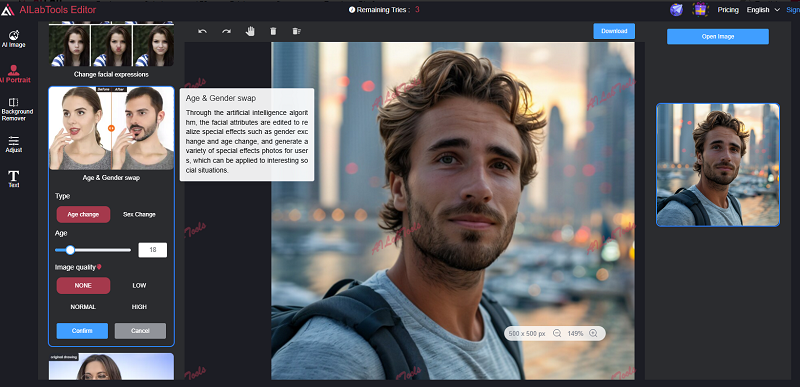 Upload a Male Photo to AlabTools Editor
