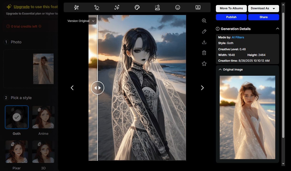 OpenArt Goth Filter Turn You into a Goth Cartoon Character