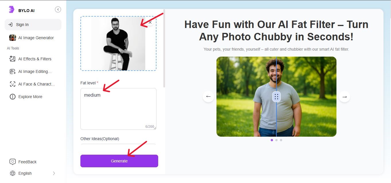 Upload Image and Click “Generate”