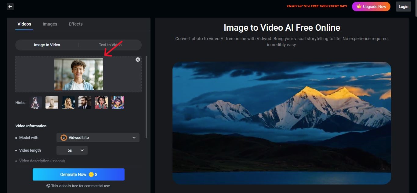 Upload the Image In Vidwud