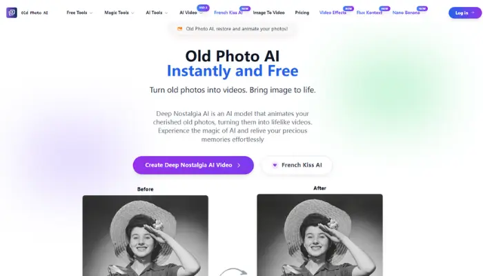 old photo ai para animar foto ia