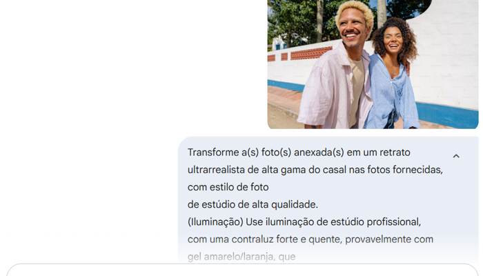 Prompt foto de casal IA
