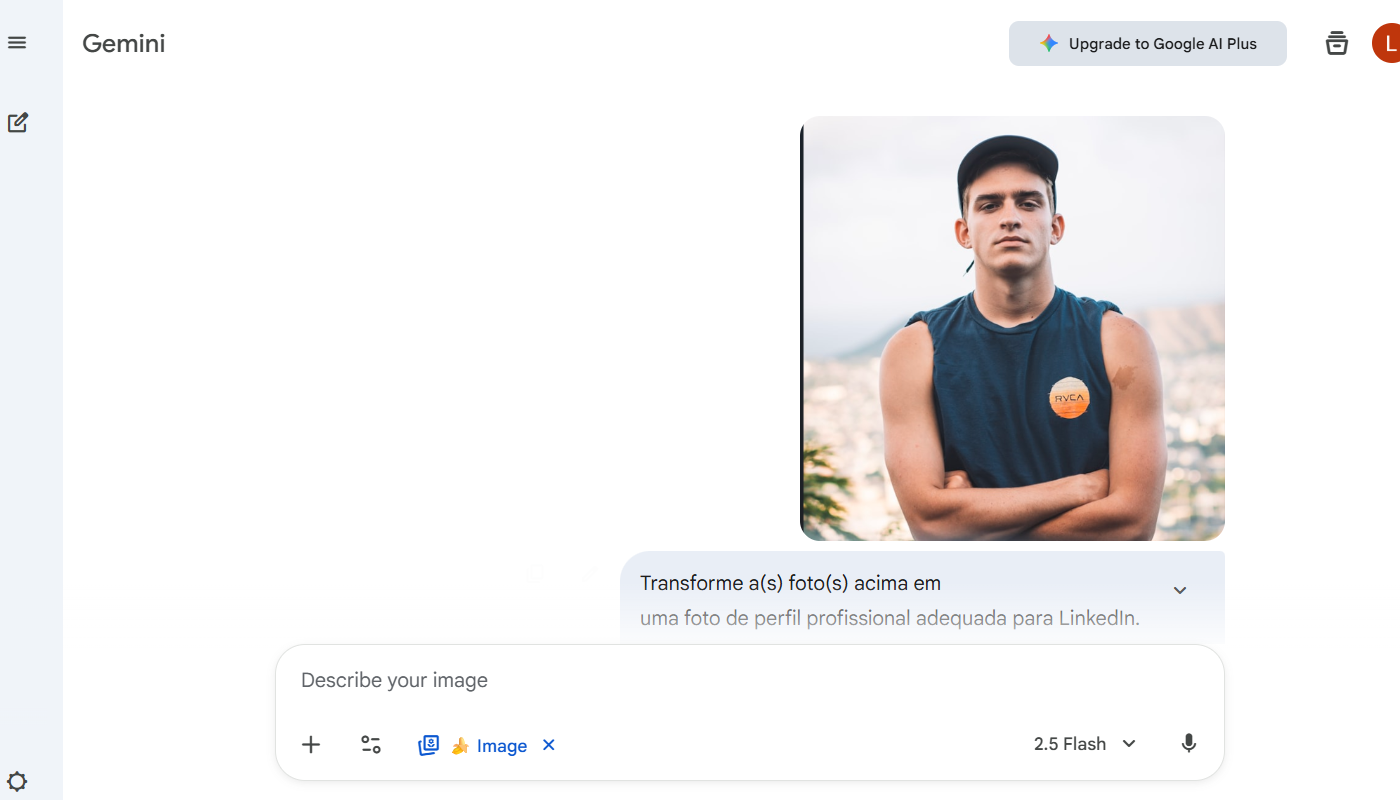 prompt para gerar foto de perfil para linkedin com IA