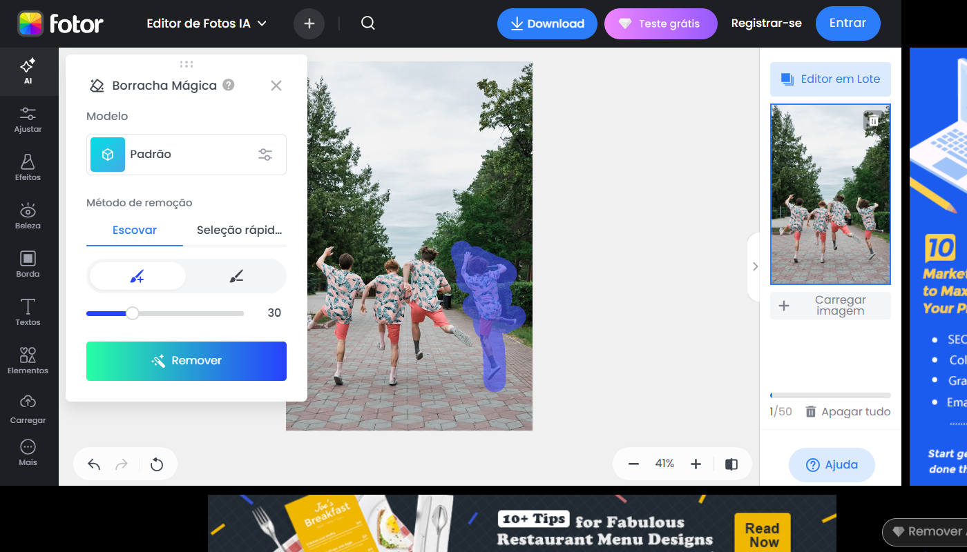 remover pessoa da foto com fotor