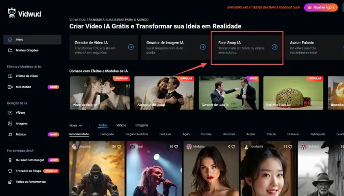 encontre o vidwud face swap ia