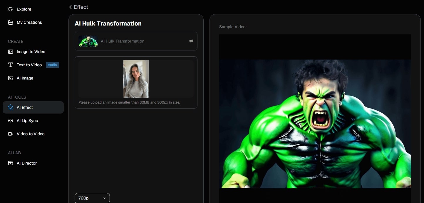 DeeVid AI女浩克變身