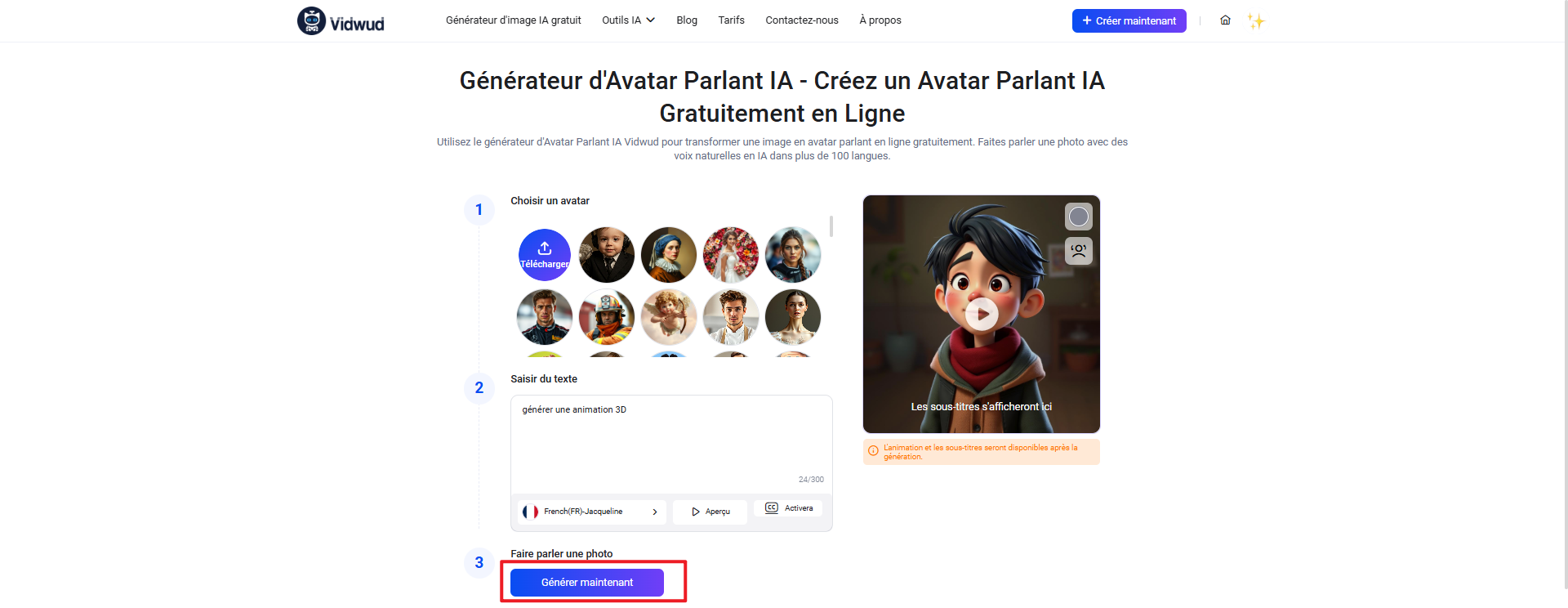animation 3D - avatar parlant