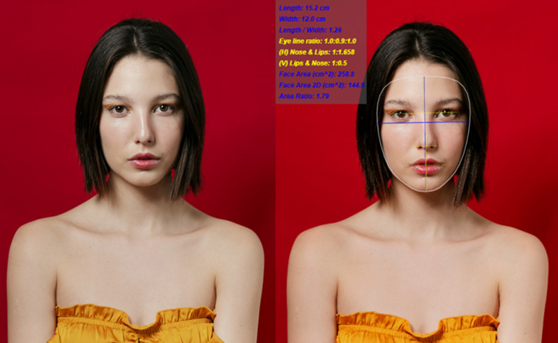 Détecteur de forme de visage et calcul du ratio d’or avec une photo