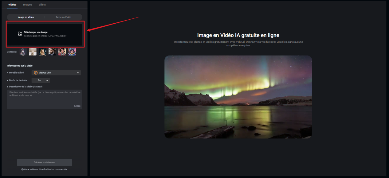 faire bouger une image IA – Vidwud AI