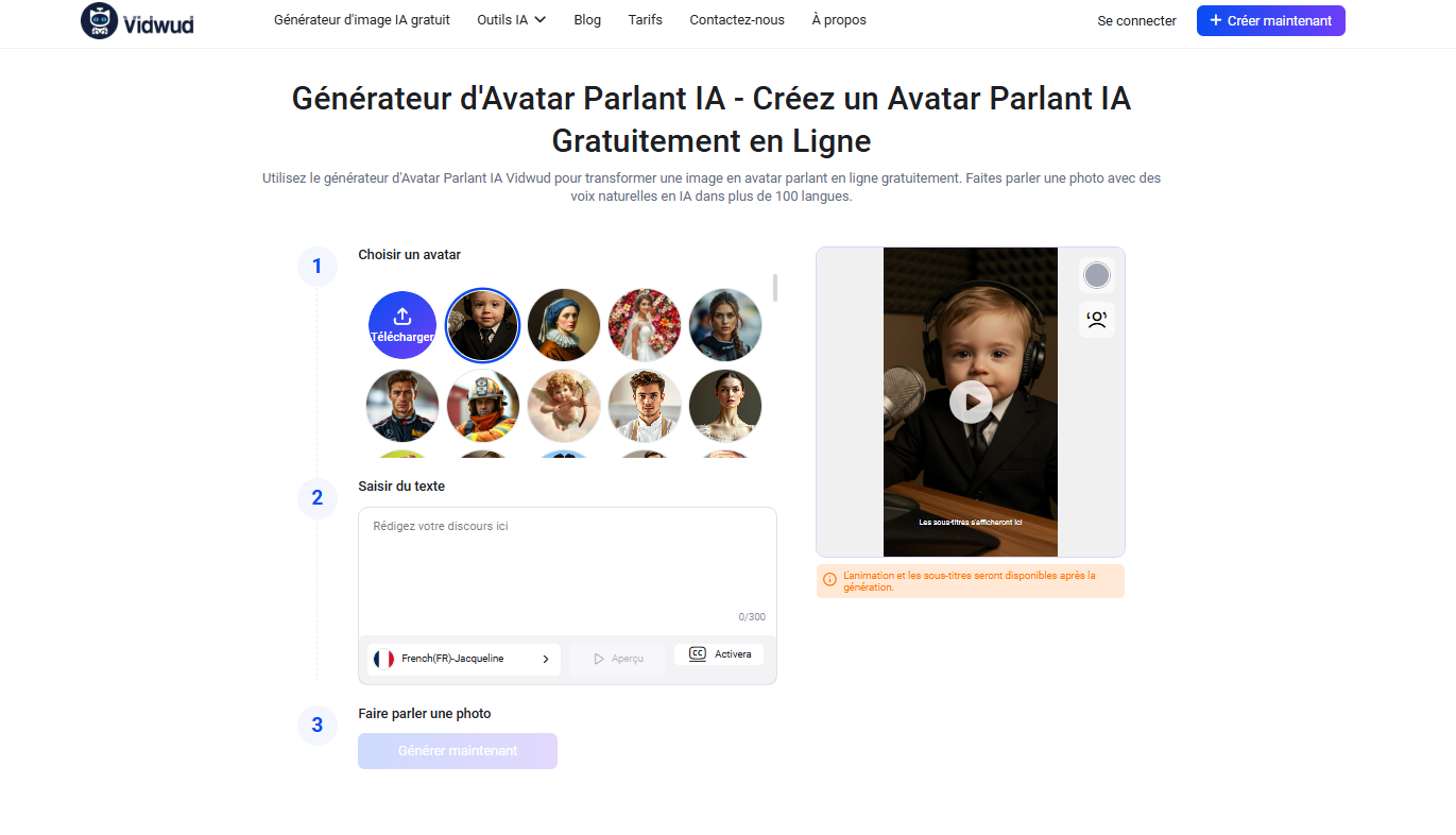 faire bouger une image – Avatar parlant IA