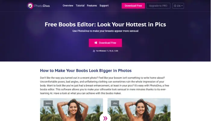 photodiva para aumentar seios com ia