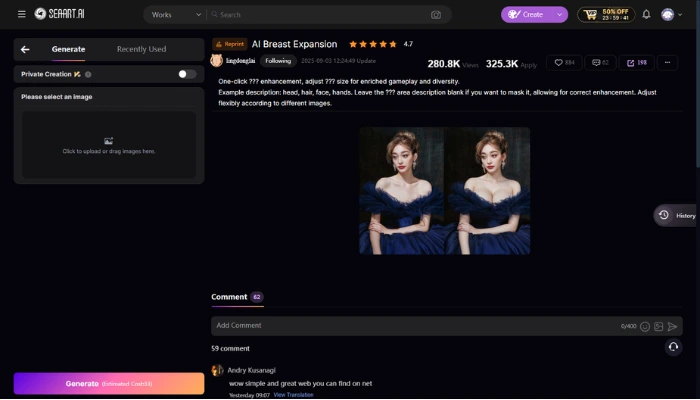 seaart para aumentar seios ia