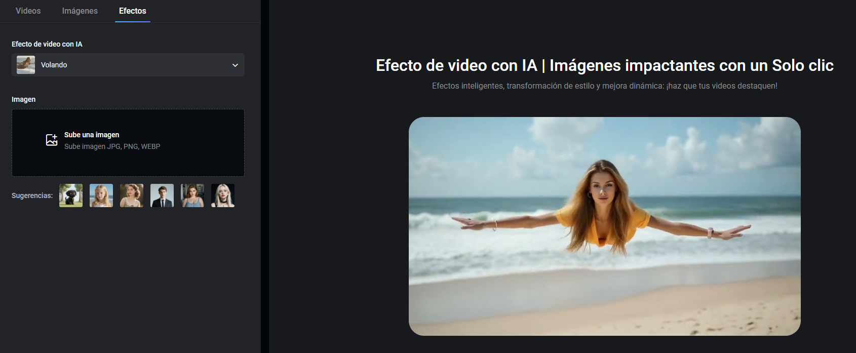 subir imagen para hacer v&iacute;deo con ai volante