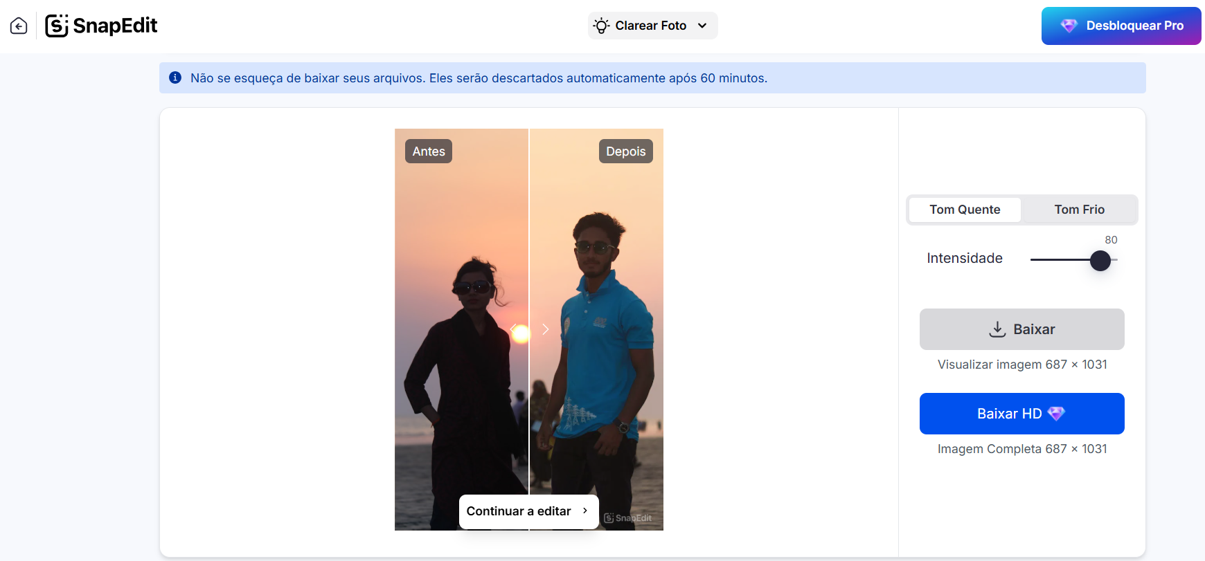 Snap Edit - ajustando resultados
