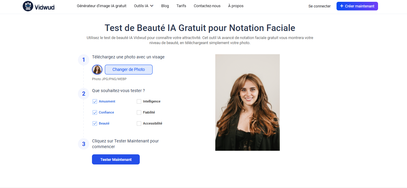 filtre cheveux longs – Vidwud Test de Beauté IA