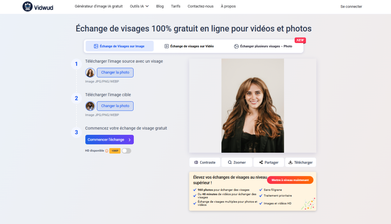 photo cheveux longs femme – Vidwud Échange de visage IA