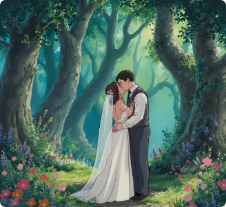 Anime-Hochzeitsküssen