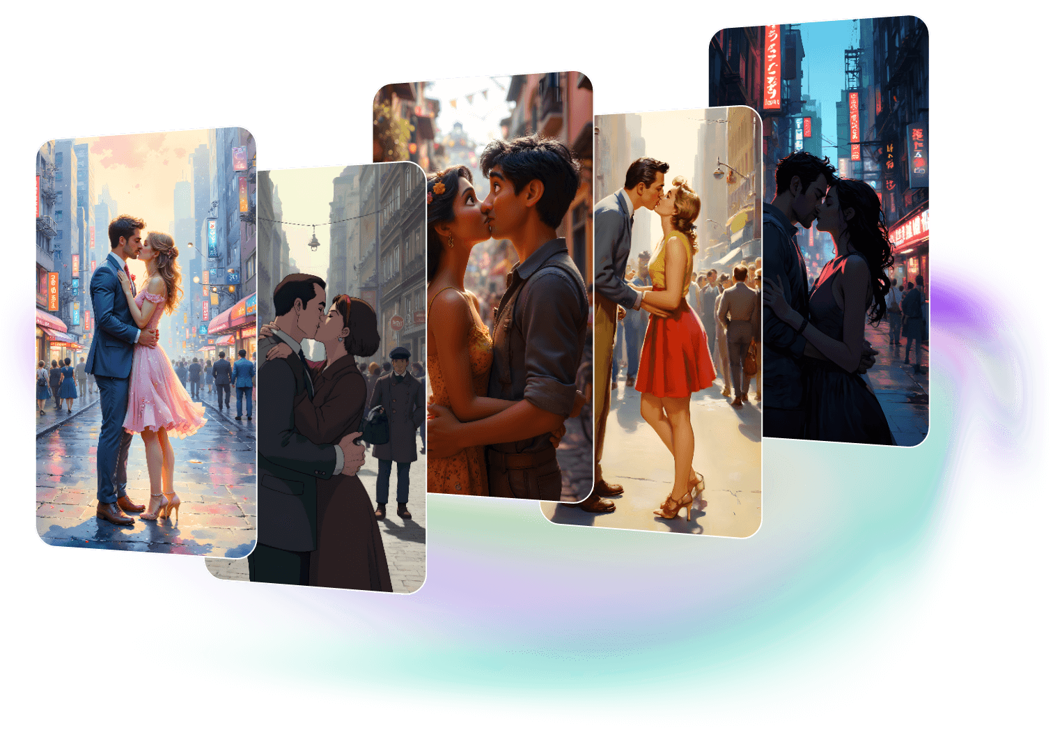 Virtuelle und künstlerische KI-Kussbilder